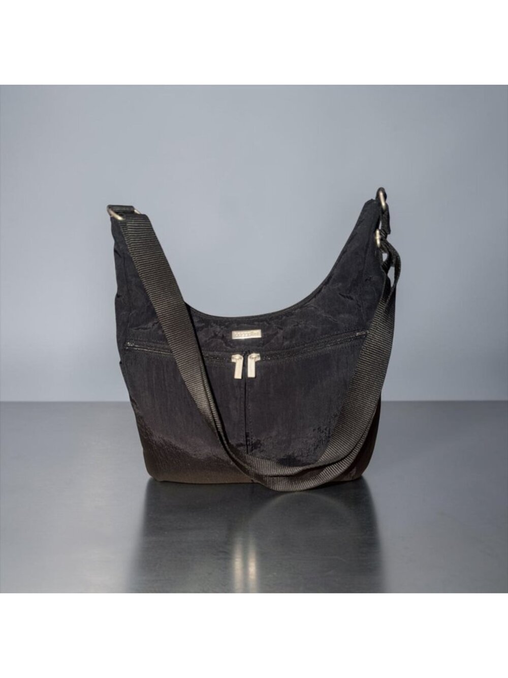 Baggallini Cargo Hobo Black Nylon Convertible Shoulder Bag Travel Organizer